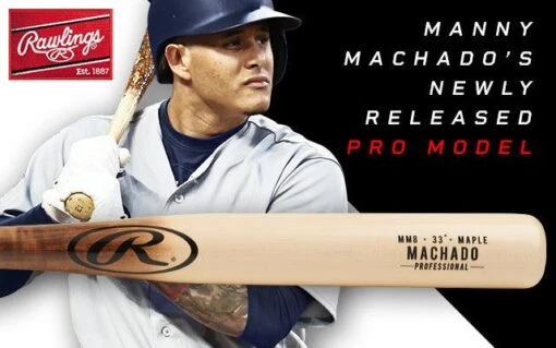 Rawlings Pro Label Manny Machado Maple Wood Baseball Bat: MM8PL -Rawlings